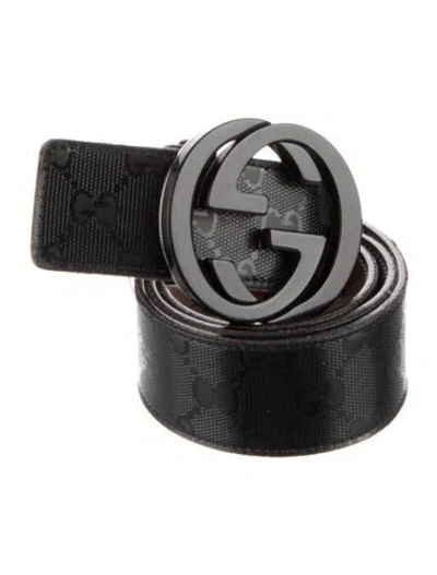 Pre-owned Gucci Gg Imprimé Leather Belt In Black