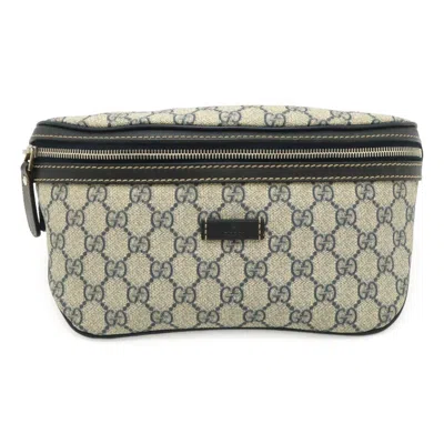 Pre-owned Gucci Gg Imprimé Navy Coated Canvas Pvc Leather Pouch Sling Bag () In Blue