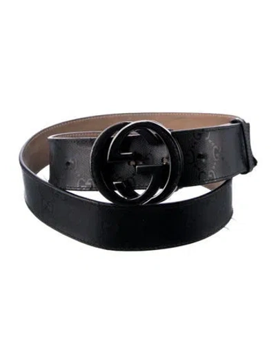 Pre-owned Gucci Gg Imprimé Patent Leather Belt Kit In Black