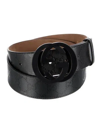 Pre-owned Gucci Gg Imprimé Patent Leather Waist Belt In Gray