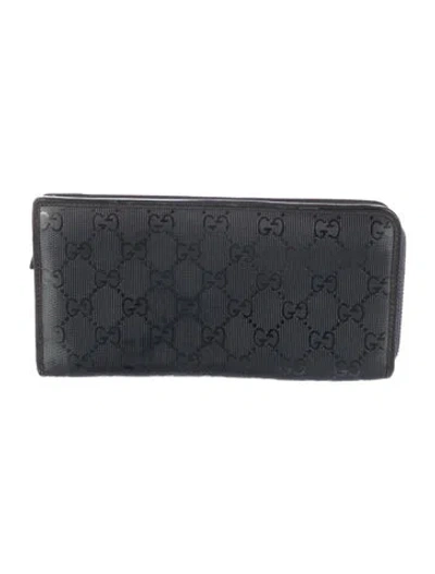 Pre-owned Gucci Gg Imprimé Pvc Continental Wallet In Gray