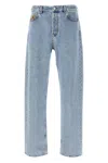 Gucci Men Light Blue Jeans With Gg Detail On The Pocket And Logo Patch On The Rear In Denim Man In Blue