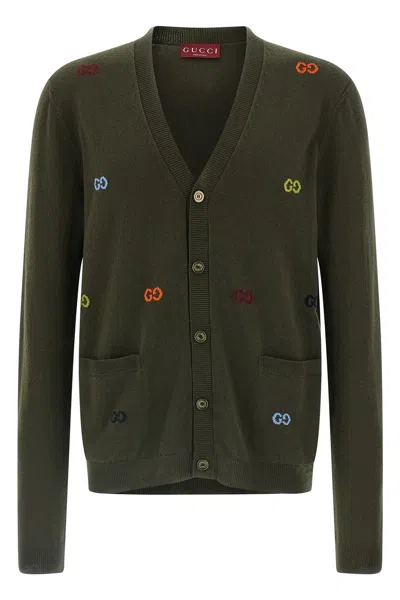 Gucci Gg Intarsien-cardigan In Green