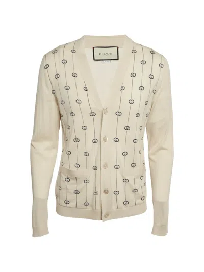 Pre-owned Gucci Gg Intarsia Cardigan In Neutral