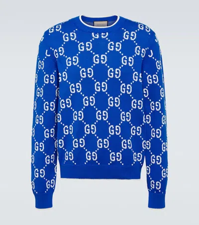 Gucci Gg Intarsia Cotton Sweater In Multicoloured
