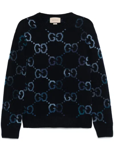 Gucci Gg Intarsia Jumper In Blue