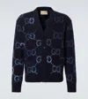 Gucci Sweater With Gg Intarsia In Blue