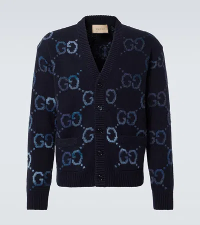 GUCCI GG INTARSIA WOOL-BLEND CARDIGAN