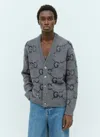 Gucci Cardigan Aus Wolle Mit Gg Intarsie In Grey