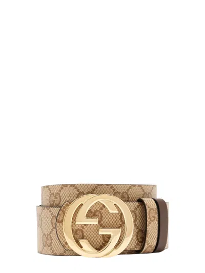 Gucci Gg Interlocking Belt In Beige