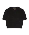 Gucci Crystal-embellished Cashmere Cropped Top In Black