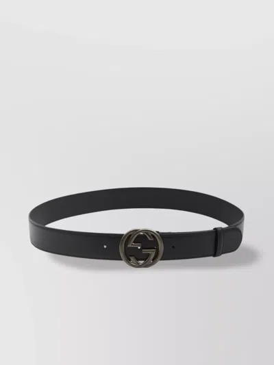 Gucci Gg Interlocking Leather Belt In Black