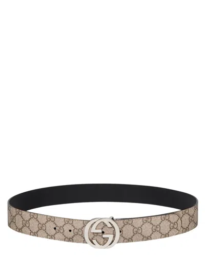 Gucci Gg Interlocking Reversible Belt In Sand