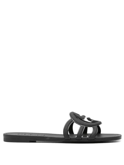 Gucci Gg Interlocking Slides In Black