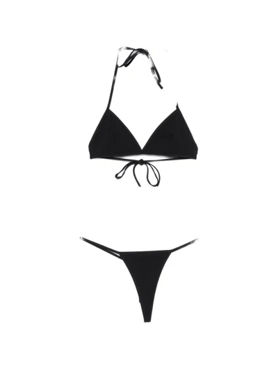 Gucci Gg Interlocking Logo Triangle Thong Bikini Set In Black