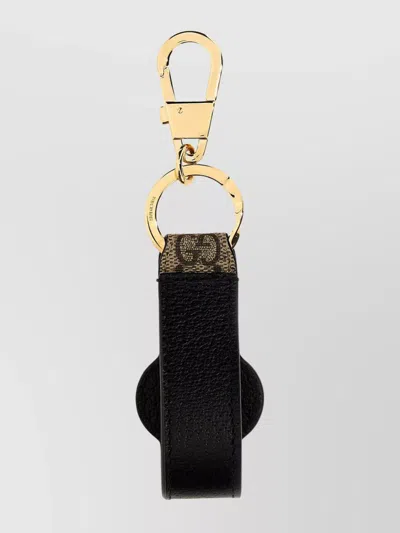 Gucci Gg Intersection Keyring Gold-tone Hardware In Black