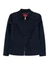 Gucci Checkered Jacket Collared Neck Front Pockets In Blue