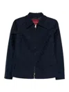 Gucci Checkered Jacket Collared Neck Front Pockets In Blue