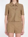 Gucci Gg Canvas Jacket With Horsebit In Beige