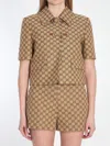 Gucci Gg Canvas Jacket With Horsebit In Beige
