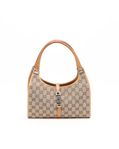 Gucci Gg Jackie Bardot Bag In Brown
