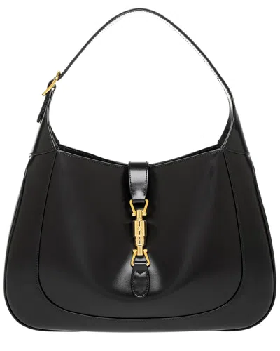 Gucci Gg Jackie Medium Leather Shoulder Bag In Black