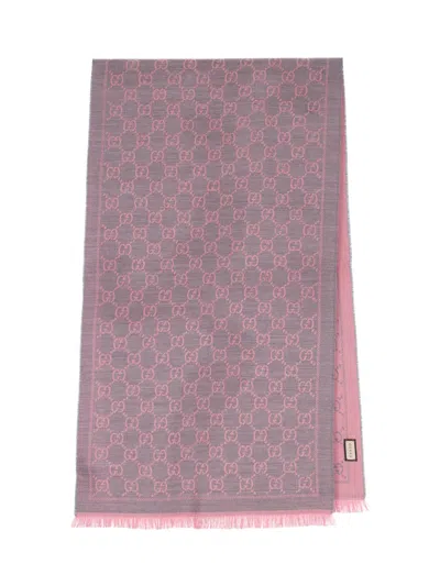 Gucci 'gg' Jacquard Bicolour Scarf In Gray