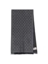 Gucci Brown Gg Jacquard Pattern Knitted Scarf In Black  
