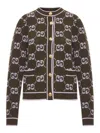 Gucci Gg Jacquard Bouclé ??wool Cardigan In Green