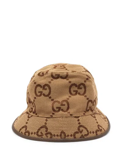 Pre-owned Gucci Gg Jacquard Bucket Hat In Neutrals