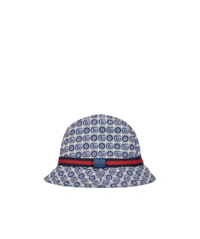Gucci Gg Jacquard Canvas Fedora In Gray