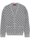 Gucci Wool Jacquard Cardigan With Gg Shadow In Grey