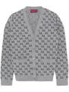 Gucci Wool Jacquard Cardigan With Gg Shadow In Grey