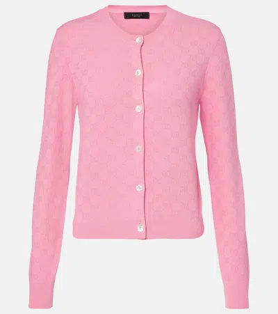 Gucci Gg Jacquard Cardigan In Pink