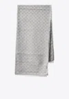 Gucci Rectangular Fine-knit Shawl Fringed Edges In Gray