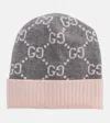 Gucci Gg Jacquard Cashmere Beanie In Gray