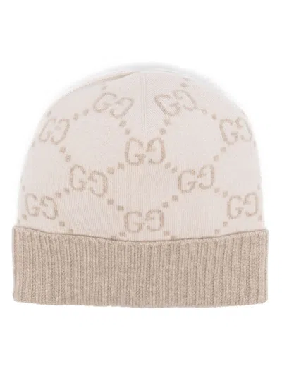 Gucci Gg-jacquard Cashmere Beanie In Neutrals