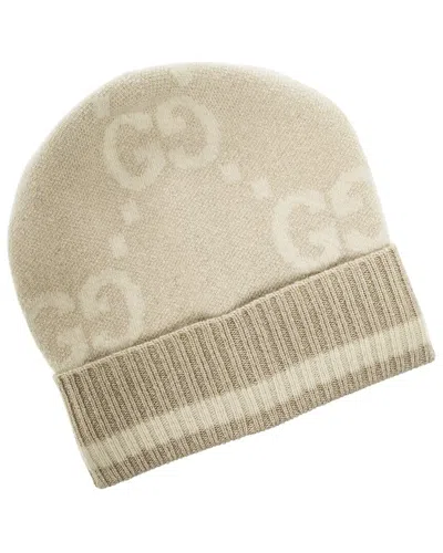 Gucci Gg Jacquard Cashmere-blend Hat In Neutral