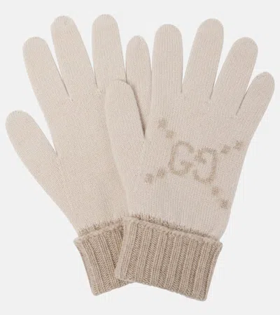 Gucci Gg Jacquard Cashmere Gloves In Neutral