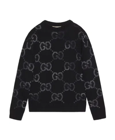 Gucci Crew-neck Wool Sweater For Men In Black