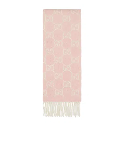 Gucci Gg Jacquard Cashmere Scarf In Nude
