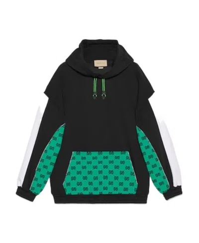 Gucci Gg-jacquard Cotton Hoodie In Black