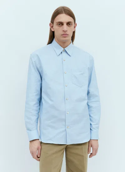 Gucci Gg Jacquard Cotton Shirt In Blue