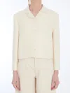 Gucci White Jacket With Notched Revers In Gg Canvas Woman