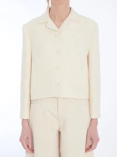 Gucci Gg Jacquard Cropped Jacket In Black