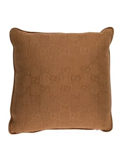 Pre-owned Gucci Gg Jacquard Cushion W/ Tags In Brown