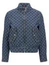 Gucci Classic Bomber Jacket With All-over Logo Pattern In Blue