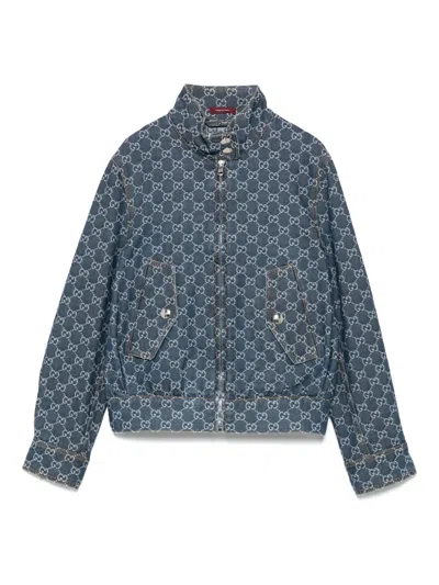 Gucci Gg Denim Jacquard Jacket In Blue