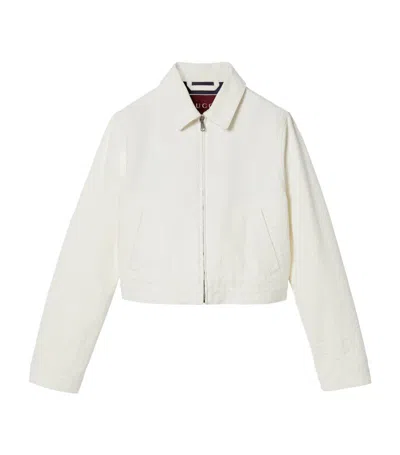 Gucci Gg Jacquard Denim Jacket In White