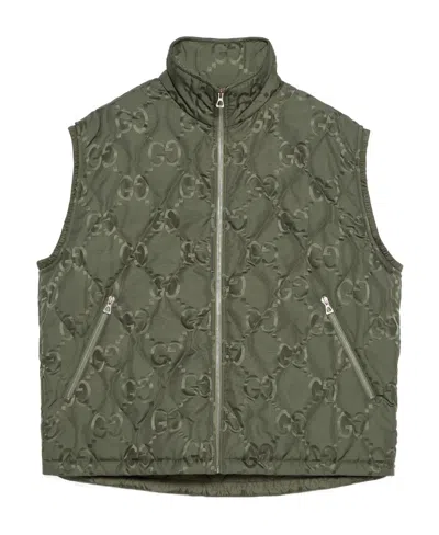 Gucci Gg-jacquard Diamond-quilt Gilet In Green